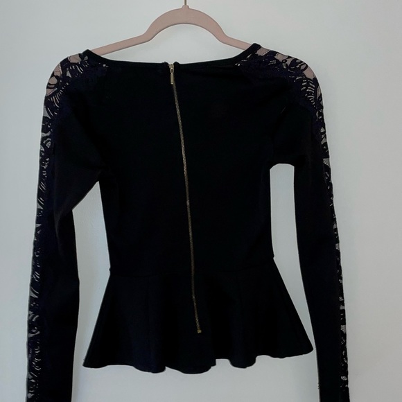 Forever 21 Black Peplum Laced Top - Picture 3 of 3